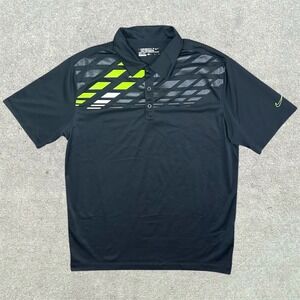 Nike Golf Tour Performance‎ Dri-FIT Polo Shirt Mens Large Black Neon